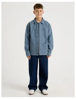 Bauhaus Oversized Worker Shirt in Mid Blue