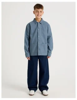 Bauhaus Oversized Worker Shirt in Mid Blue