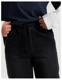 Bauhaus Pull On Denim Jean in Black