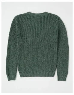Bauhaus Raglan Fisherman Knit Top in Khaki