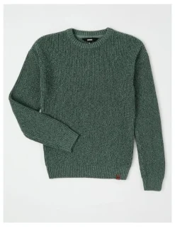 Bauhaus Raglan Fisherman Knit Top in Khaki