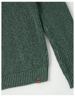 Bauhaus Raglan Fisherman Knit Top in Khaki