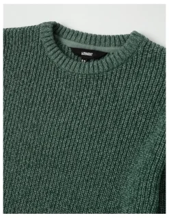 Bauhaus Raglan Fisherman Knit Top in Khaki