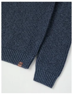 Bauhaus Raglan Fisherman Knit Top in Blue