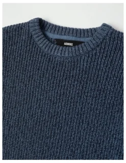 Bauhaus Raglan Fisherman Knit Top in Blue