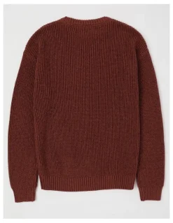 Bauhaus Raglan Fisherman Knit Top in Burgundy