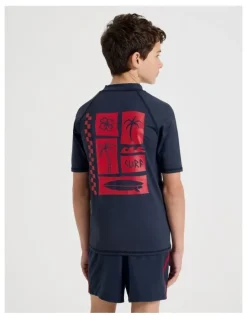 Bauhaus Recycled Short Sleeve Rashtop in Good Vibes/Navy