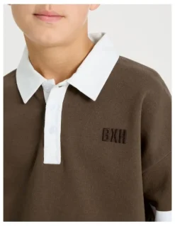 Bauhaus Rugby Sweat Top in Brown