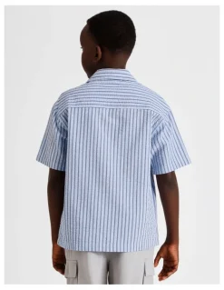 Bauhaus Seersucker Shirt in Blue