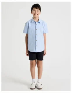 Bauhaus Short Sleeve Oxford Shirt in Blue