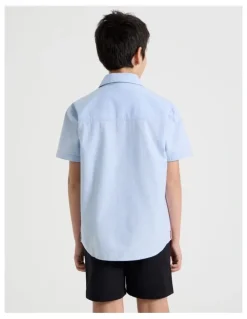 Bauhaus Short Sleeve Oxford Shirt in Blue