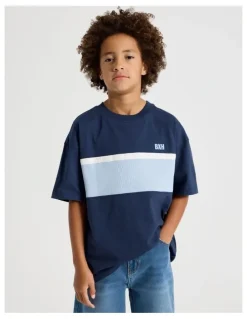 Bauhaus Short Sleeve Splice Tee in Navy