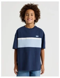 Bauhaus Short Sleeve Splice Tee in Navy
