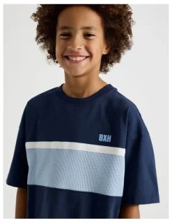 Bauhaus Short Sleeve Splice Tee in Navy