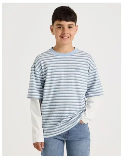 Bauhaus Skater Tee in Blue & Ecru Stripe