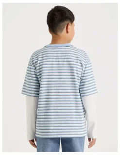 Bauhaus Skater Tee in Blue & Ecru Stripe