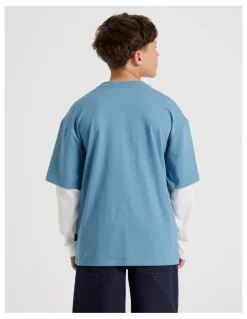 Bauhaus Skater Tee in White and Bluestone