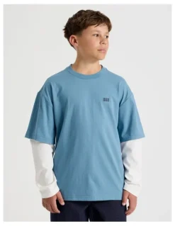 Bauhaus Skater Tee in White and Bluestone