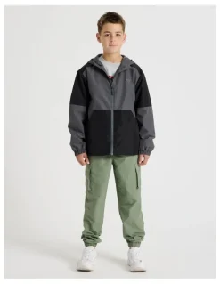 Bauhaus Wind Breaker Jacket in Charcoal and Black