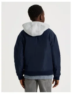 Bauhaus Woven Bomber Jacket in Navy