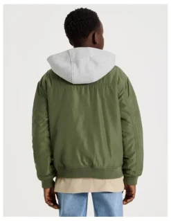 Bauhaus Woven Bomber Jacket in Khaki