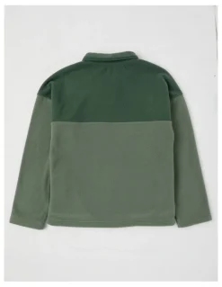 Bauhaus 1/4 Zip Spliced Sweat Top in Khaki
