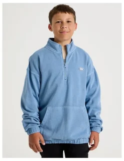 Bauhaus 1/4 Zip Sweat Top in Blue