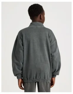 Bauhaus 1/4 Zip Sweat Top in Charcoal