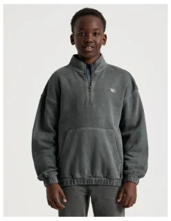 Bauhaus 1/4 Zip Sweat Top in Charcoal