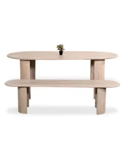 Bay Gallery Furniture Beaumont Indoor Wooden Dining Table with Bench Seats Setting