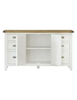 Bay Gallery Furniture Leura Belle Buffet Sideboard in Brushed with Natural Timber Top