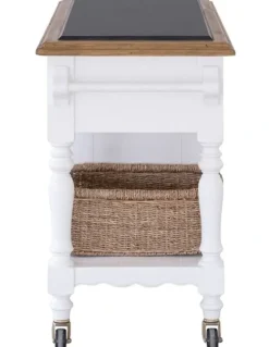 Bay Gallery Furniture Leura Belle Kitchen Island Bench in Brushed with Natural Timber Top