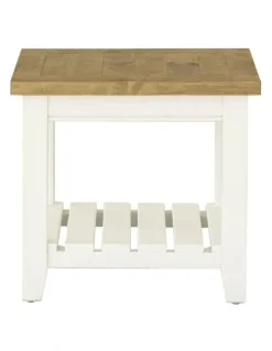 Bay Gallery Furniture Leura Belle Indoor Side Table in Brushed with Natural Timber Top
