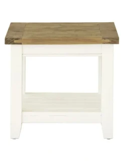 Bay Gallery Furniture Leura Belle Indoor Side Table in Brushed with Natural Timber Top