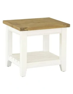 Bay Gallery Furniture Leura Belle Indoor Side Table in Brushed with Natural Timber Top