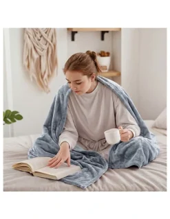 Bedra Bedding Bedra Electric Throw Rug Washable Heated Blanket Flannel Winter Warm Light Grey