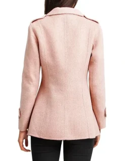 Belle & Bloom Bad Girl Blush Wool Blend Moto Coat