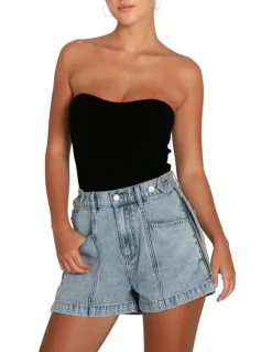 Belle & Bloom Bring The Heat Denim Shorts in Stonewash