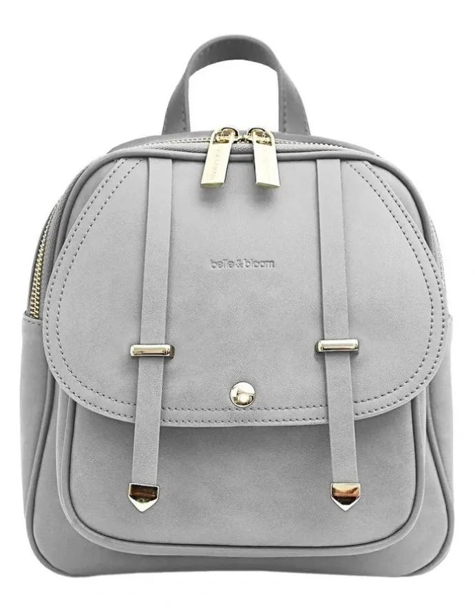 Belle & Bloom Camila Leather Backpack in Grey