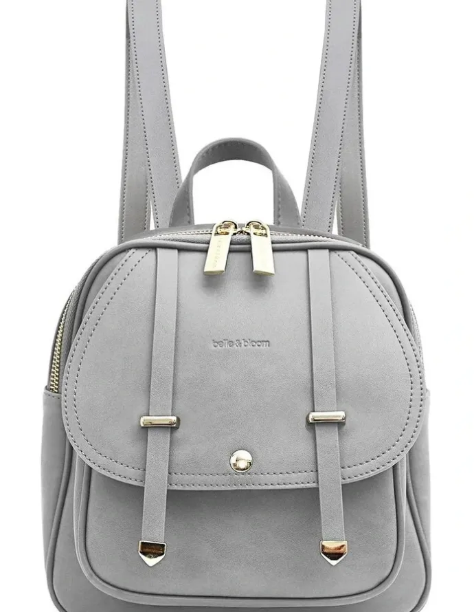 Belle & Bloom Camila Leather Backpack in Grey