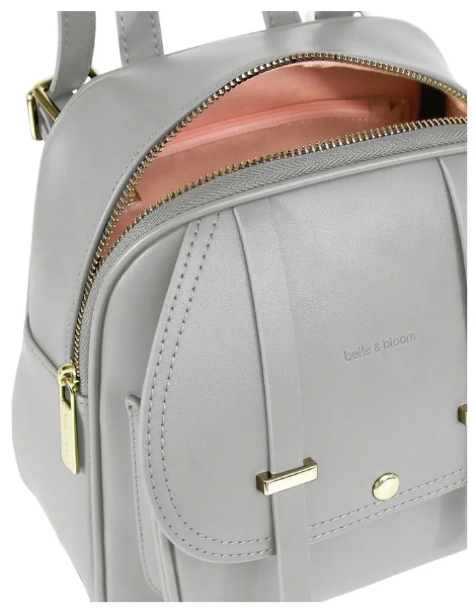 Belle & Bloom Camila Leather Backpack in Grey