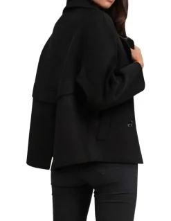 Belle & Bloom I'm Yours Black Wool Blend Peacoat in Black