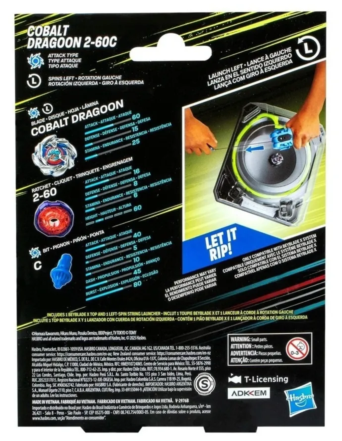 Beyblade X Cobalt Dragoon 2-60C Launcher Set