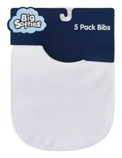 Big Softies Big Softies Bibs 5 Pack in White