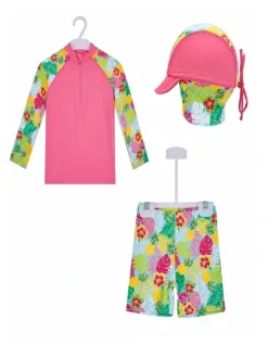 BigSofties Big Softies 3pc-L/S Rashie, Short & Hat,Blue Whale