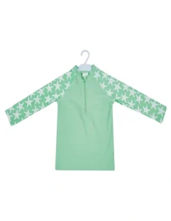 BigSofties Big Softies 3pc-L/S Rashie, Short & Hat,Green starfish