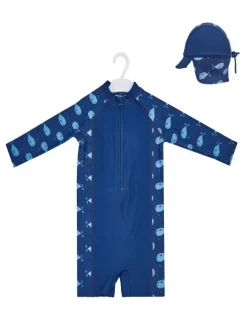 BigSofties Big Softies 2pc Swimsuit & Hat- Blue Whale