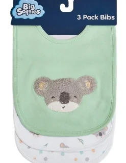 Big Softies Boucle Bibs 3 Pack in White/Green