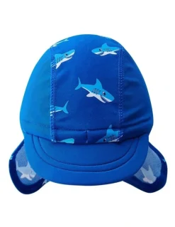 Big Softies Long Sleeve Rashie with Swim Hat-Shark in Navy