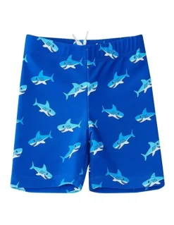 Big Softies Long Sleeve Rashie with Short & Hat-Shark in Blue